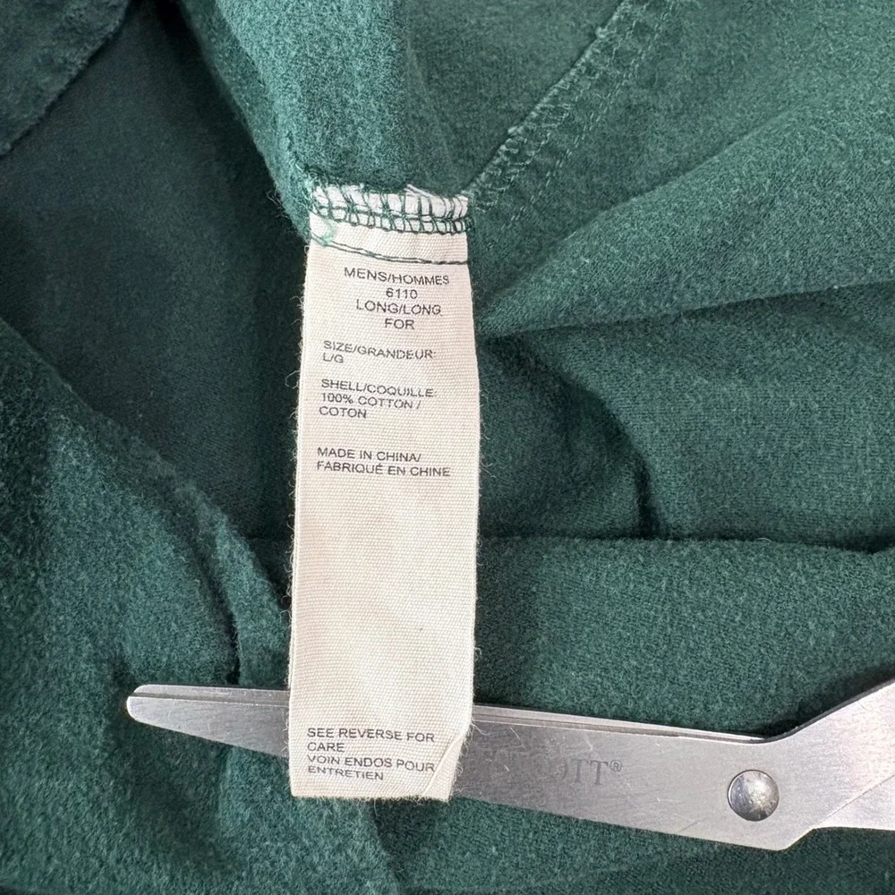 Woolrich Button Down Chamois Shirt Mens Large Green Heavyweight Flannel Outdoor